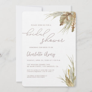 Invitation Boho Chic aquarelle Pampas herbe Fête des mariées