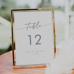 Invitation Boho Chic Ardoise Bleu Mariage Numéros de tableau