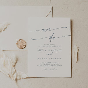 Invitation Boho Chic Ardoise Bleu Nous faisons Mariage