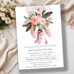 INVITATION BOHO CHIC BLUSH RÊVE CATCHER FÊTE DES MARIÉES FLOR