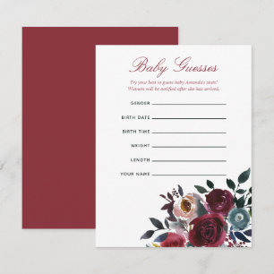 Invitation Boho chic bordeaux et marine Baby shower Devinant