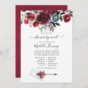 Invitation Boho Chic Bourgogne et Baby shower de marine par c