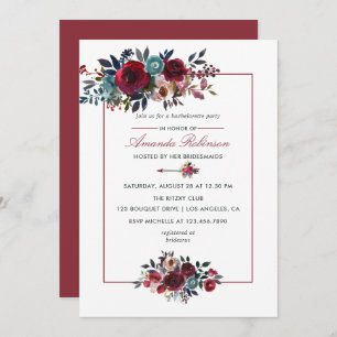 Invitation Boho Chic Bourgogne et Mariage de automne d'automn