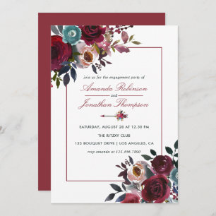 Invitation Boho Chic Bourgogne et Mariage de automne d'automn