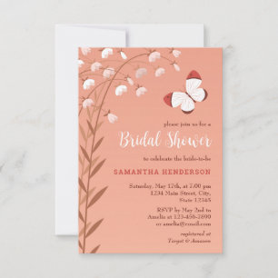 Invitation Boho Chic Butterfly Floral Élégante Fête des marié