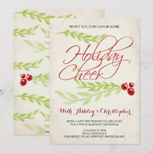 Invitation Boho Chic Christmas Party Laurel & Berries