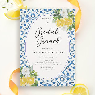 Invitation Boho Chic Citron Italien Carrelage Bleu Baby Showe