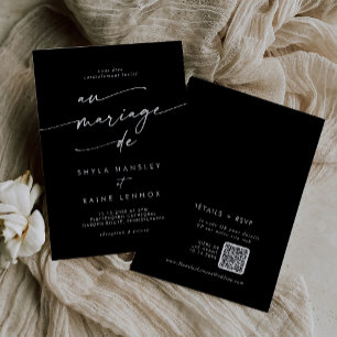 Invitation Boho Chic COLOR ÉDITABLE QR Code Mariage français