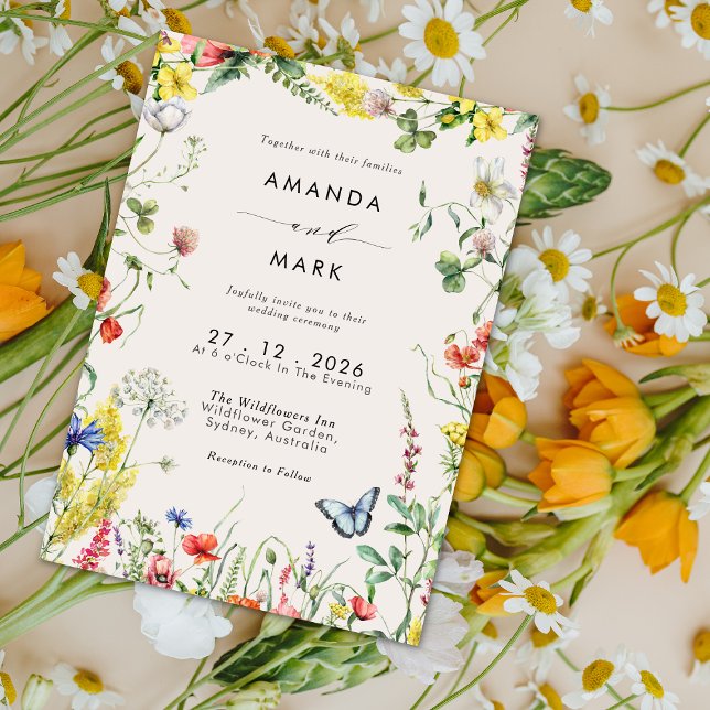Invitation Boho Chic Colorful Wildflower Meadow Wedding (Créateur téléchargé)