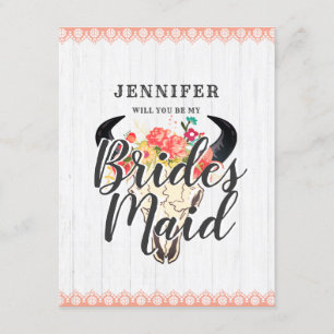 Invitation Boho Chic Crâne De Vache Serez-Vous Ma Femme D'Acc