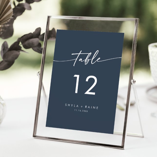 Invitation Boho Chic Dark Navy Bleu Mariage Numéros de tablea (Créateur téléchargé)