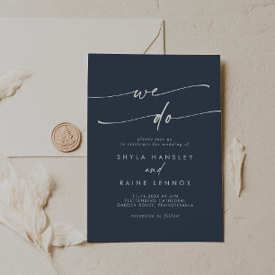 Invitation Boho Chic Dark Navy Bleu Nous faisons Mariage