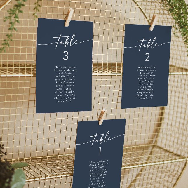 Invitation Boho Chic Dark Navy Blue Hanging Seating Chart (Créateur téléchargé)