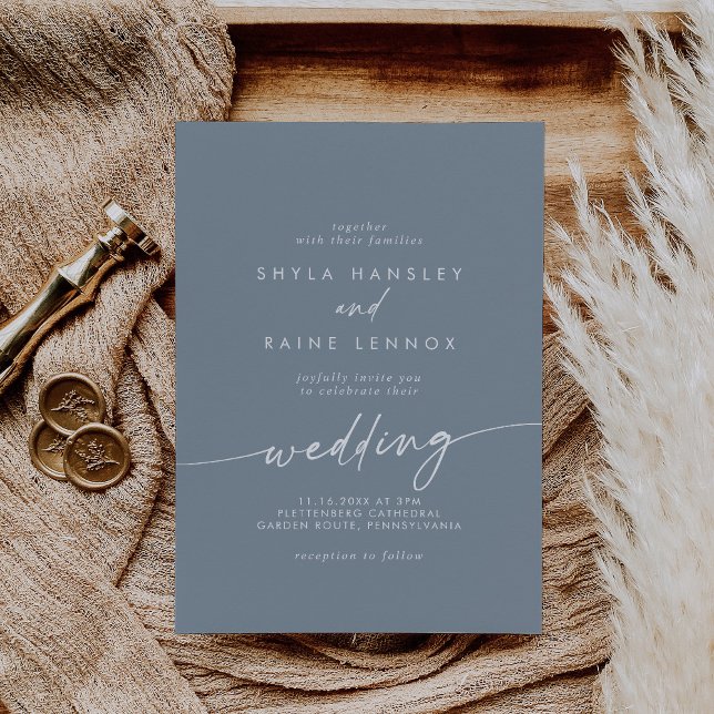 Invitation Boho Chic Dusty Mariage bleu (Créateur téléchargé)
