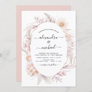 Invitation Boho Chic Dusty Mariage du désert rose