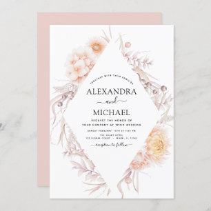 Invitation Boho Chic Dusty Mariage du désert rose