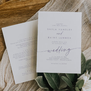 Invitation Boho Chic Dusty violet Mariage avant et arrière