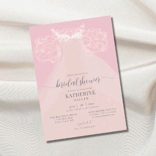 Invitation Boho Chic élégante robe rose Rouffles Fête des mar