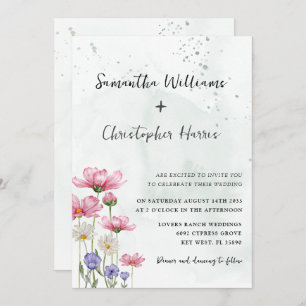 Invitation Boho Chic Fleur Fleur d'Aquarelle Mariage