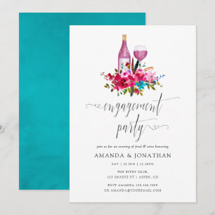 Invitation Boho Chic Fleur Mariage Party Dégustation de Vin