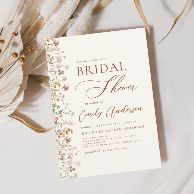 Invitation Boho Chic Fleur sauvage Douche nuptiale (Créateur téléchargé)