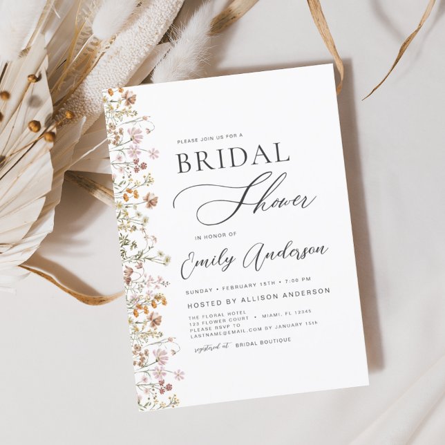 Invitation Boho Chic Fleur sauvage Douche nuptiale (Créateur téléchargé)