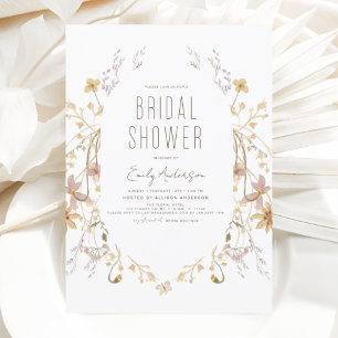 Invitation Boho Chic Fleur sauvage Fête des mariées Élégant