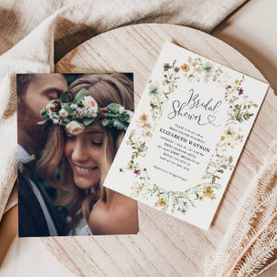 Invitation Boho Chic Fleur sauvage Floral Photo Fête des mari