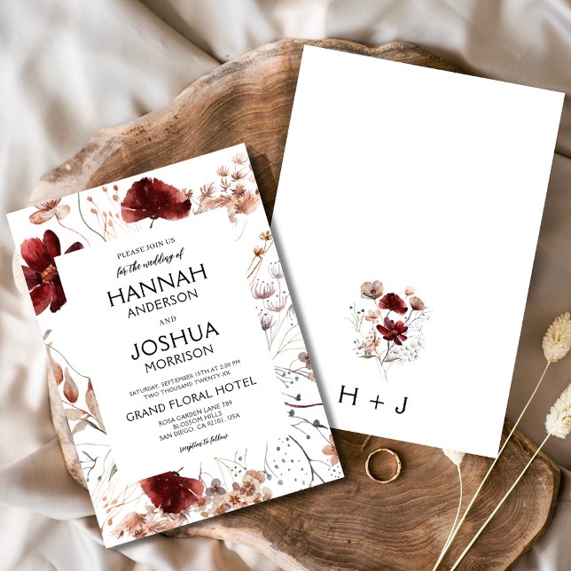 Invitation Boho Chic Fleur sauvage Mariage d'automne (Créateur téléchargé)