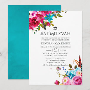 Invitation Boho Chic Floral Bat mitzvah