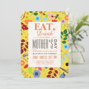Invitation Boho Chic Floral moderne repas de la fête des mère