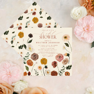 Invitation Boho Chic Floral Terracotta Fête des mariées moder