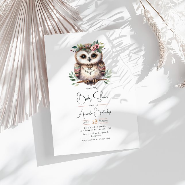 Invitation Boho Chic Forêt Animaux de la Forêt Baby Shower (Boho Chic Foest Woodland Animals Baby Shower Invitation)