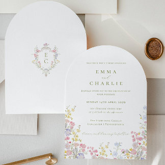 Invitation Boho Chic Garden Wildflowers Spring Summer Wedding