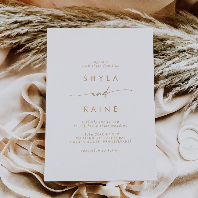 Invitation Boho Chic Gold et Mariage Décontracté blanc (Créateur téléchargé)