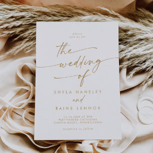 Invitation Boho Chic Gold et White Le Mariage de