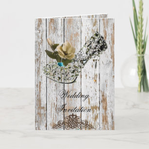 Invitation boho chic grange bois mariage campagnard rustique