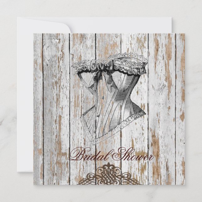 Invitation boho chic grange bois mariage campagnard rustique (Devant)