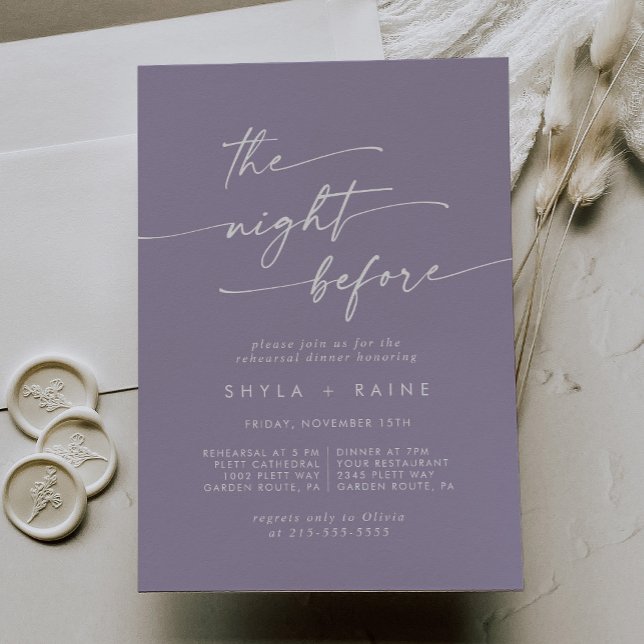 Invitation Boho Chic Lavender Purple Dîner De Répétition Invi (Créateur téléchargé)