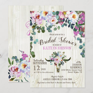 Invitation Boho Chic Longhorn Crâne de vache Fête des mariées