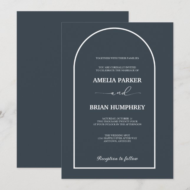 Invitation Boho Chic Mariage Arc Moderne Minimaliste Mariage (Devant / Derrière)