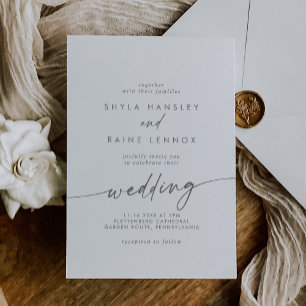 Invitation Boho Chic Mariage gris argent