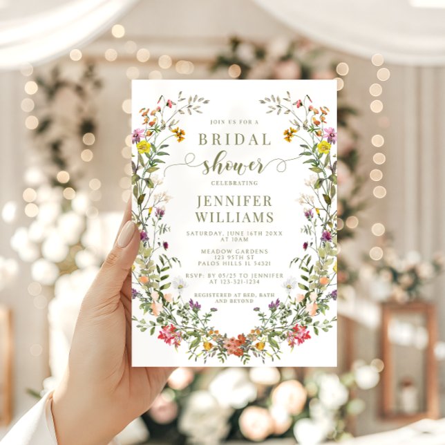 Invitation Boho Chic Meadow Wildflower Wreath Bridal Shower (Créateur téléchargé)