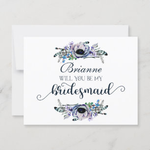 Invitation Boho Chic Mint & Navy Seras-Tu Ma Servante D'Époux