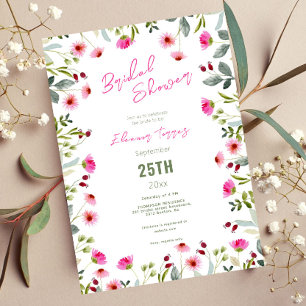Invitation Boho chic moderne fleurs sauvages éclatantes douch