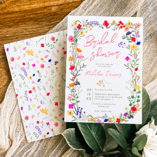 Invitation Boho chic moderne fleurs sauvages éclatantes douch