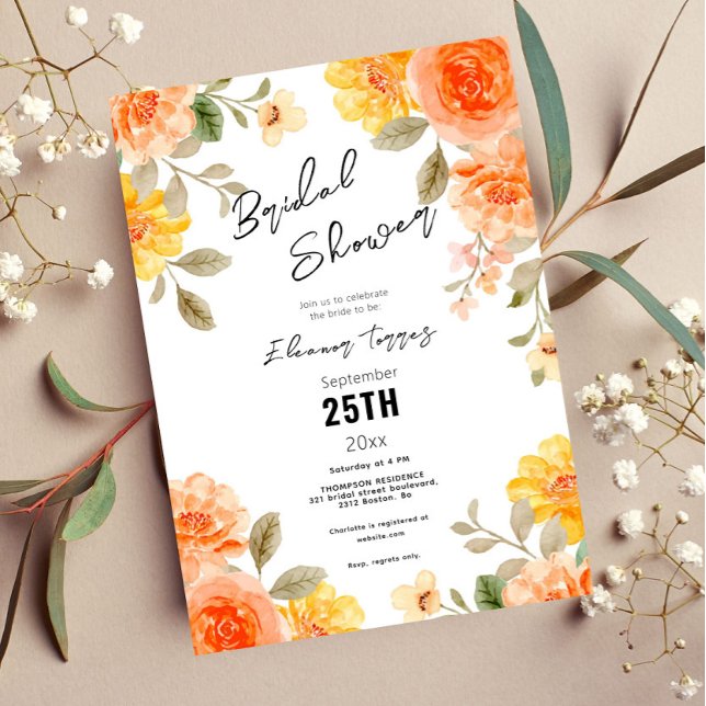 Invitation Boho chic moderne fleurs sauvages éclatantes douch (Créateur téléchargé)