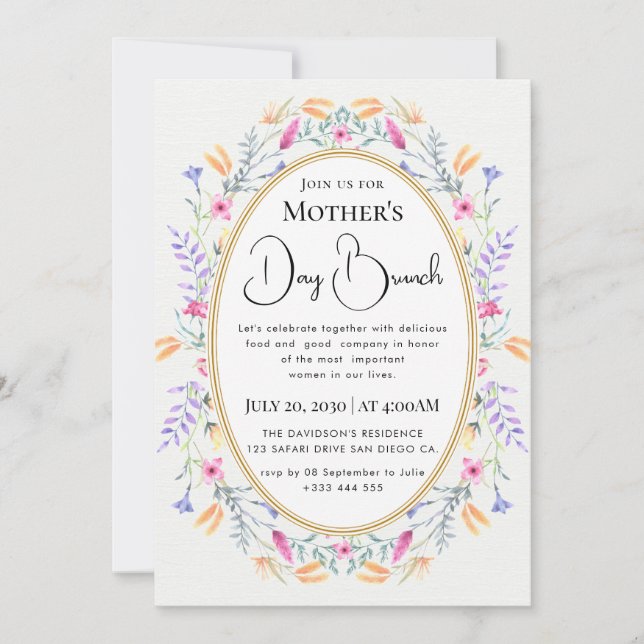 Invitation Boho chic moderne fleurs sauvages vives (Devant)