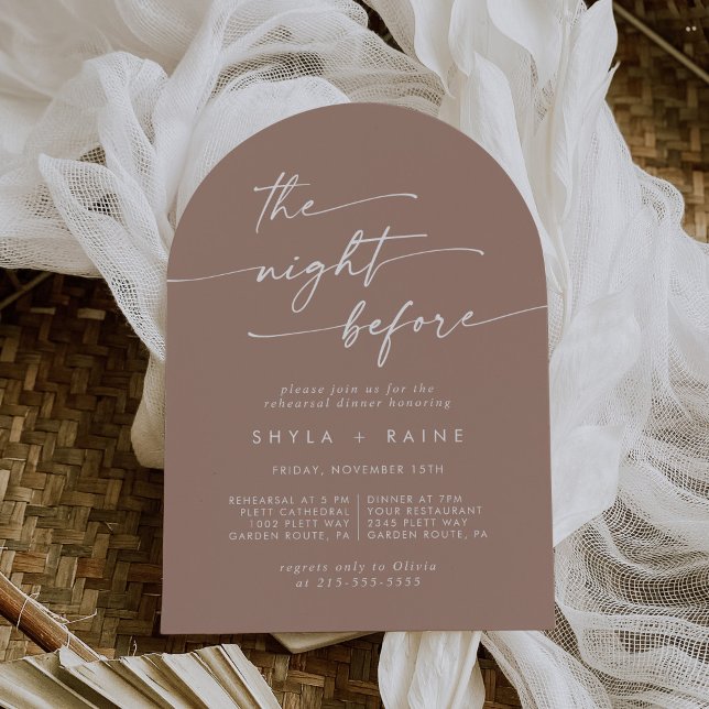 Invitation Boho Chic Neutral Taupe Arch Dîner De Répétition (Créateur téléchargé)