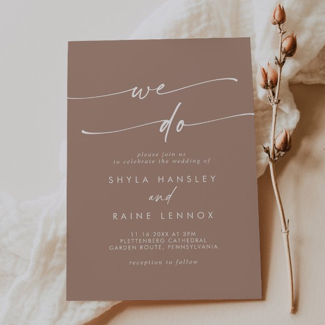 Invitation Boho Chic Neutral Taupe Nous Faisons Mariage (Créateur téléchargé)